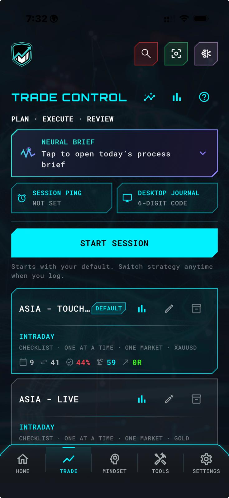 TraderZen Trade Control on phone